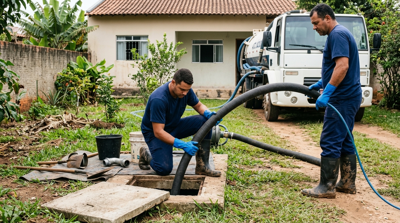 Desentupimento de fossa com caminhão de sucção em Ipatinga‑MG