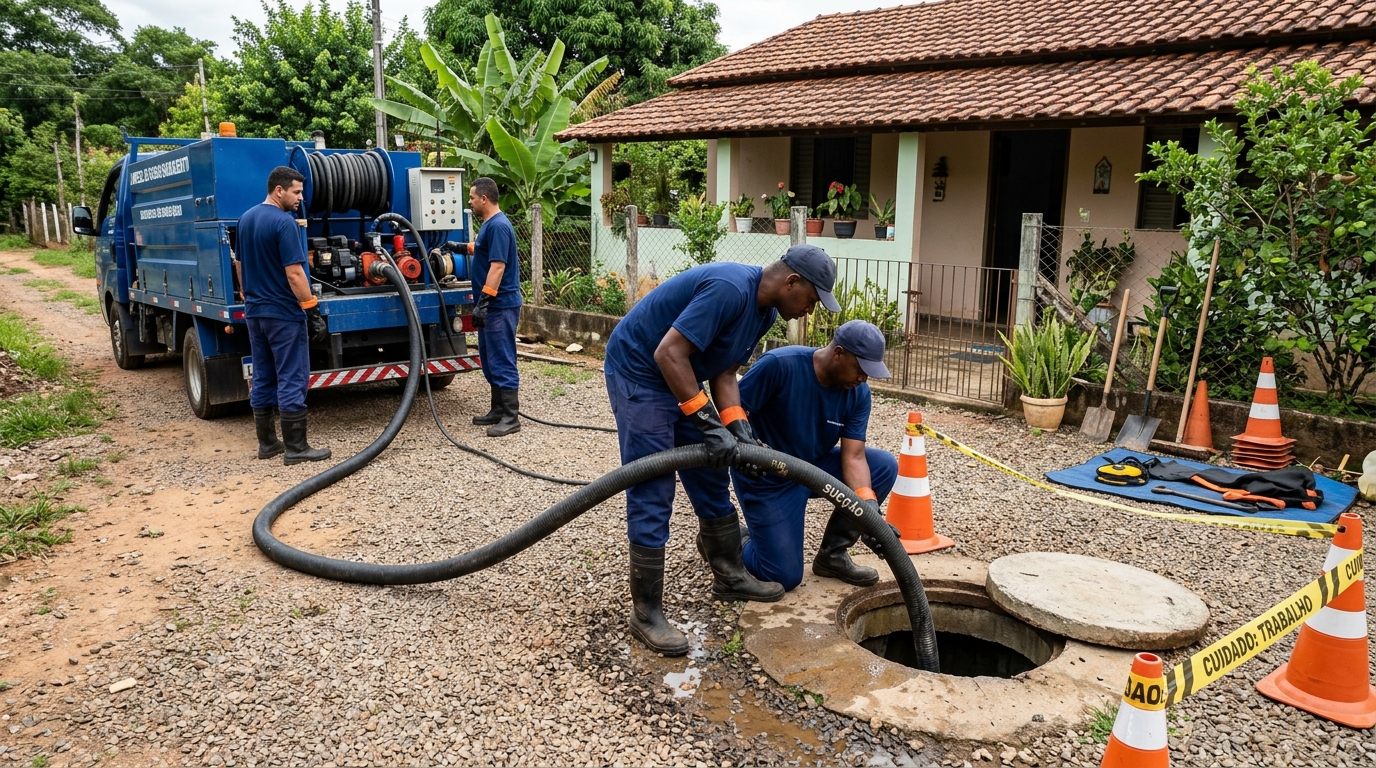 Equipe de desentupimento de fossa em Ipatinga‑MG