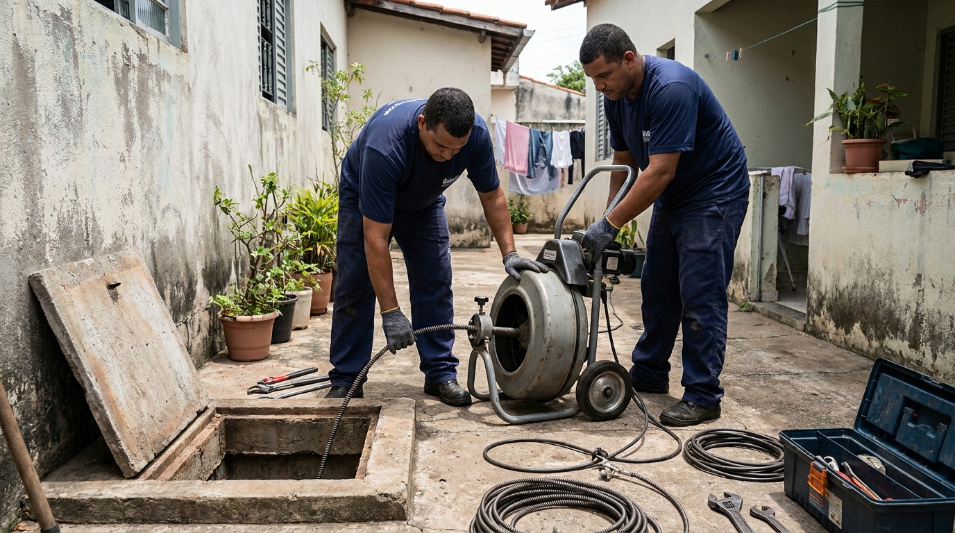 Desentupimento de rede de esgoto em Taboão da Serra‑SP